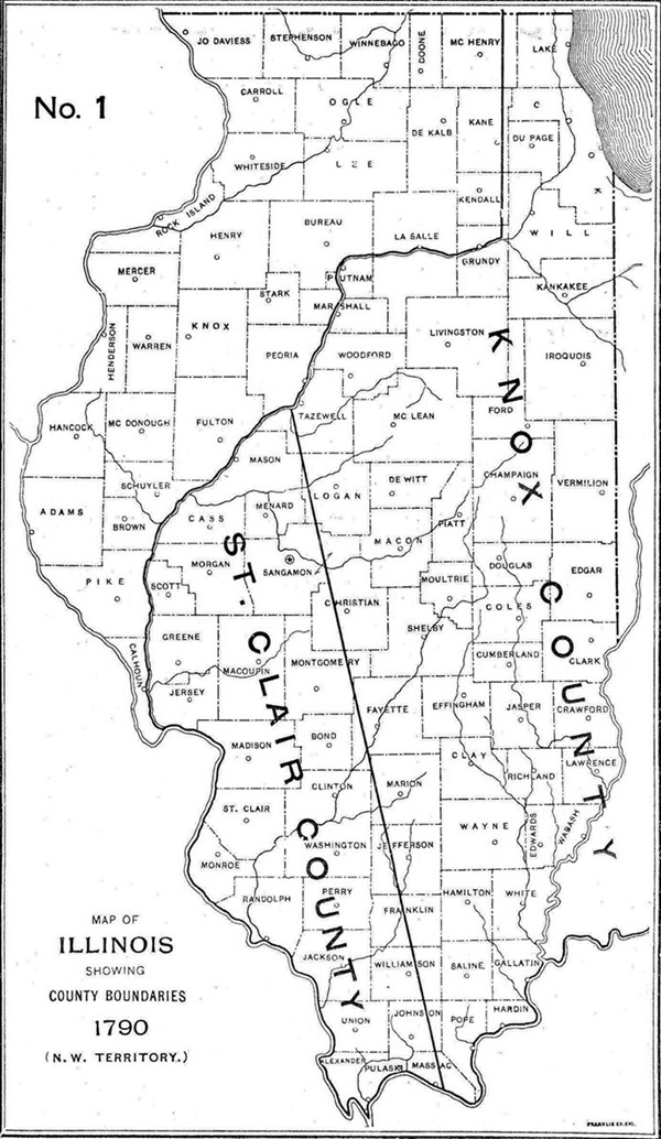 1790 Illinois county formation map