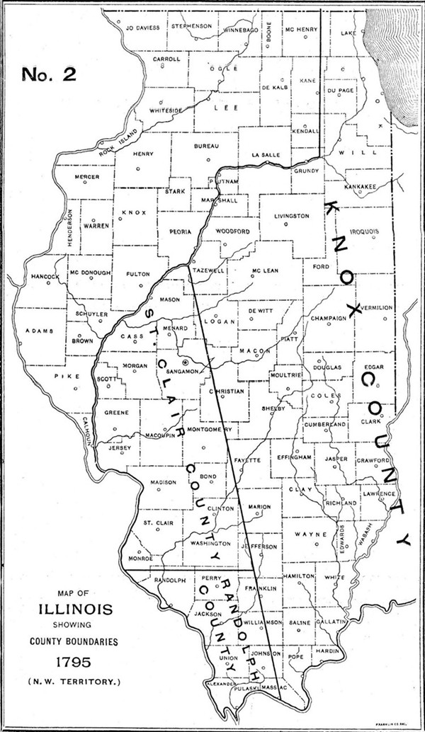 1795 Illinois county formation map