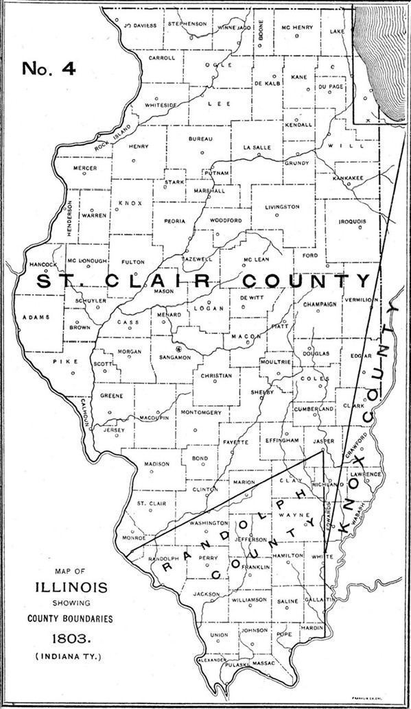 1803 Illinois county formation map