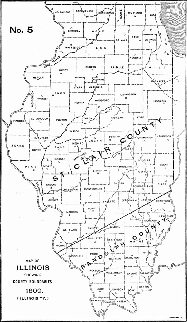 1809 Illinois county formation map