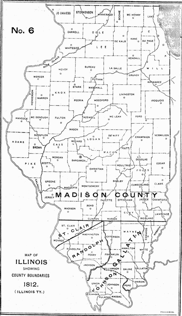 1812 Illinois county formation map