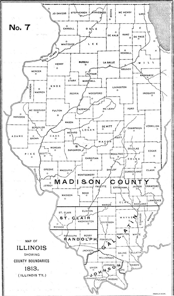 1813 Illinois county formation map