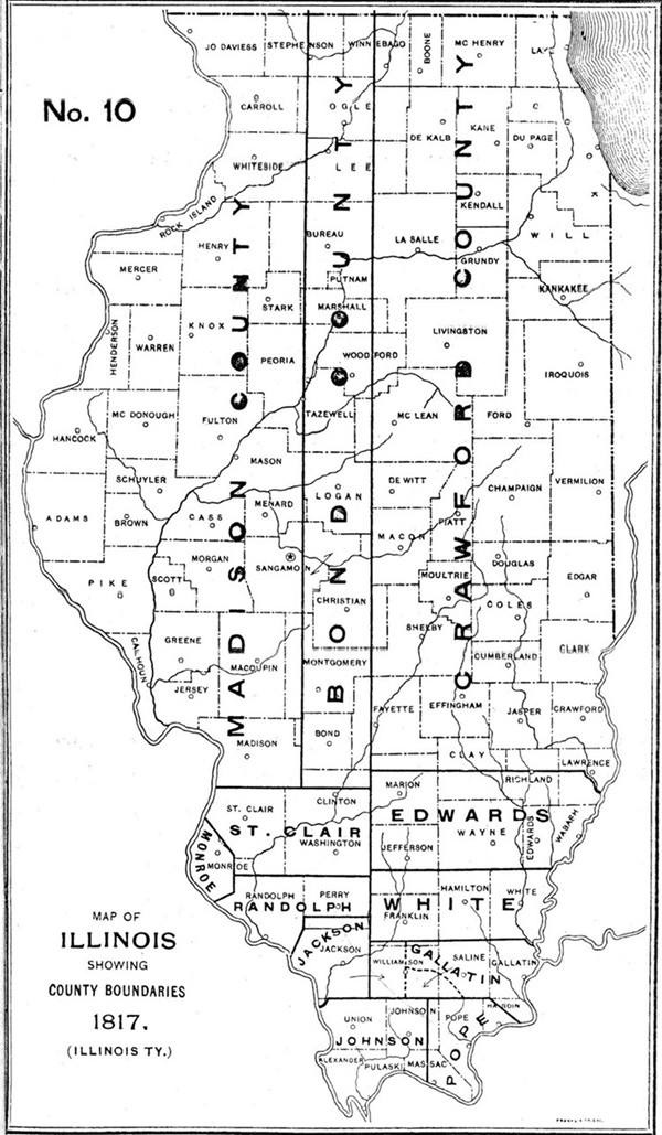 1817 Illinois county formation map