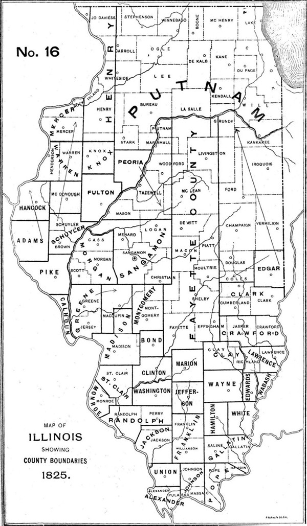 1826 Illinois county formation map
