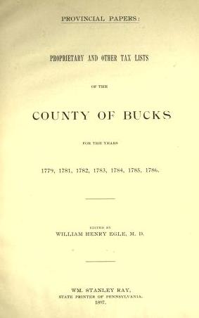Bucks County Pennsylvania Tax Lists, 1779-1786